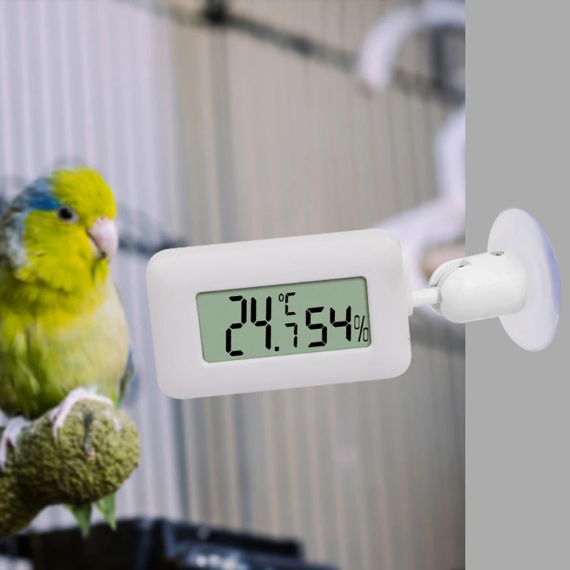 Mini Digital Reptile Thermometer 360 Degree Rotating Luminous Suction Cup Hygrometer For Lizards Snakes Spiders Accessories