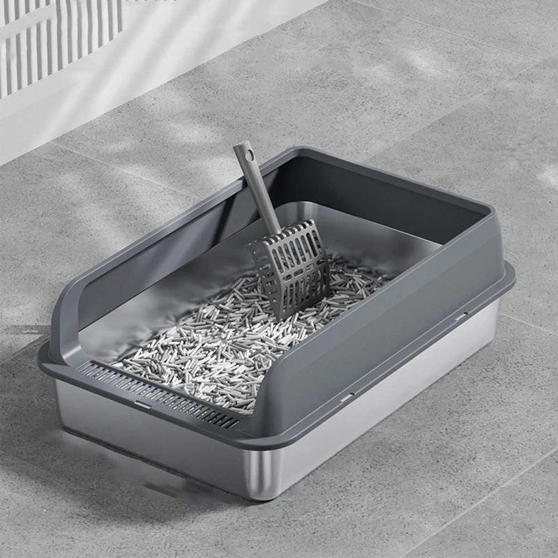 Stainless Steel Cat Litter Box Stainless Steel Litter Box High Sides Anti Splashing Easy To Clean High Strength for Large Cats