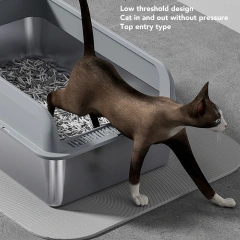 Stainless Steel Cat Litter Box Stainless Steel Litter Box High Sides Anti Splashing Easy To Clean High Strength for Large Cats