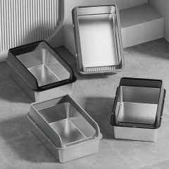 Stainless Steel Cat Litter Box Stainless Steel Litter Box High Sides Anti Splashing Easy To Clean High Strength for Large Cats