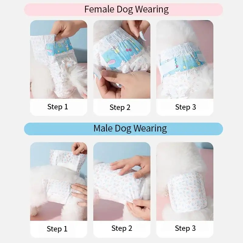 10Pcs Disposable Pet Diapers for Males Females Dogs Absorbent Doggy Disposable Underwear Physiological Pants for Dogs Puppy