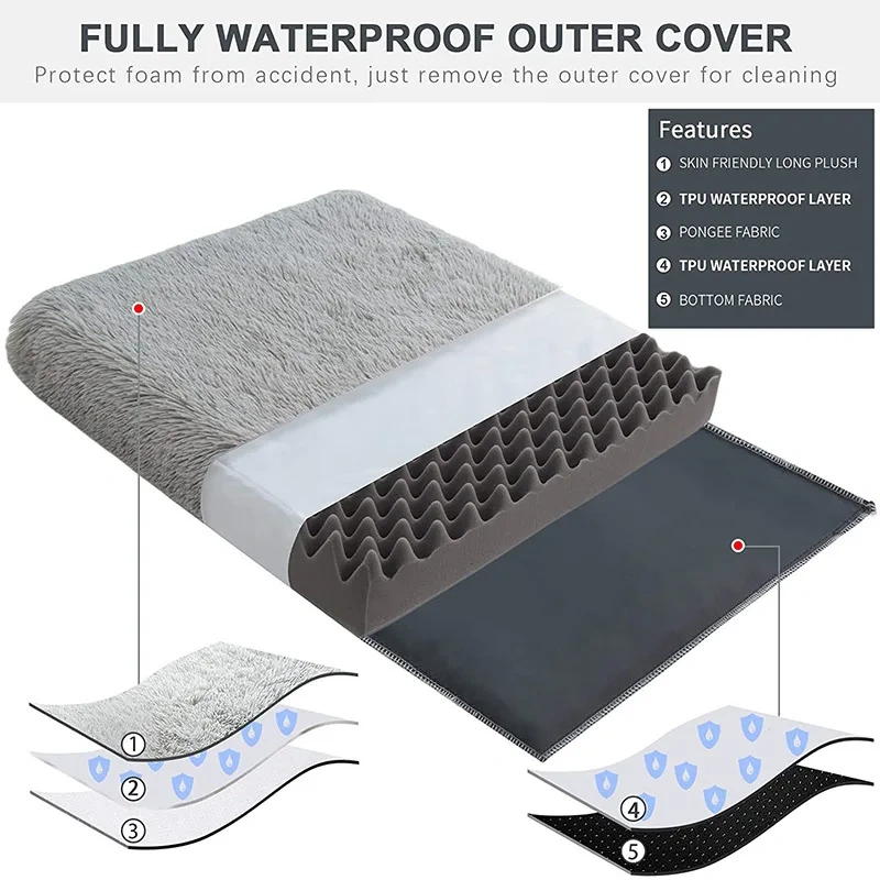 Plush Rectangle Pet Nest Cotton Deep Sleep Dog Sofa Bed Pet Supplies Fluffy Super Soft Winter Warm Dog Beds Sleeping Cushion