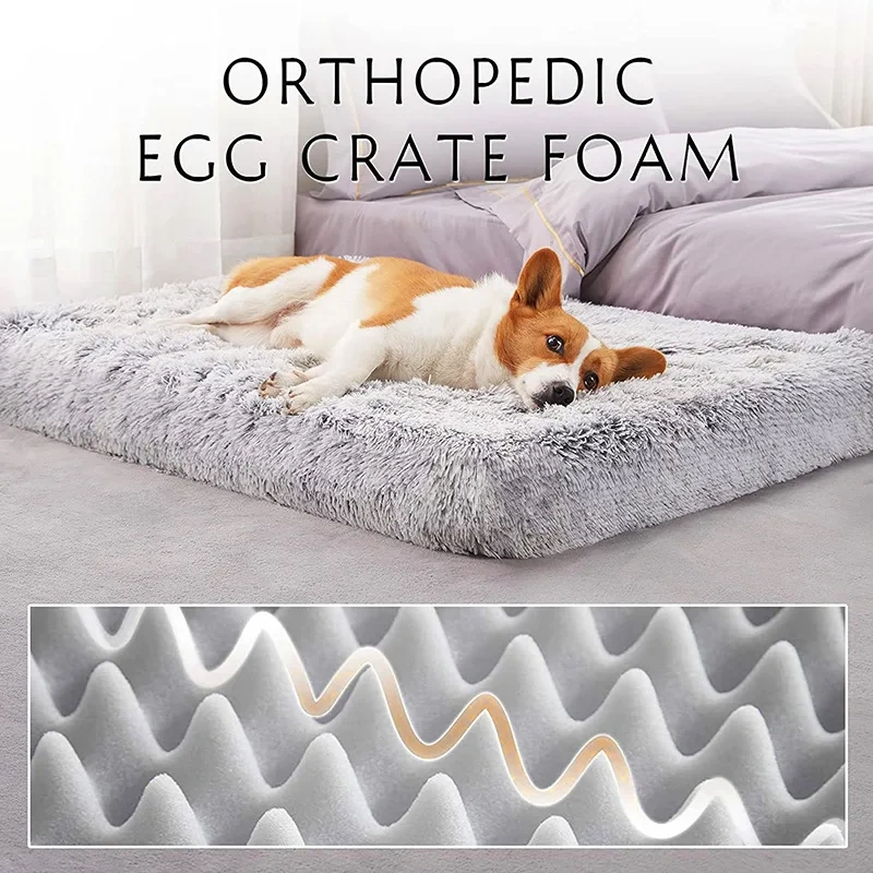 Plush Rectangle Pet Nest Cotton Deep Sleep Dog Sofa Bed Pet Supplies Fluffy Super Soft Winter Warm Dog Beds Sleeping Cushion