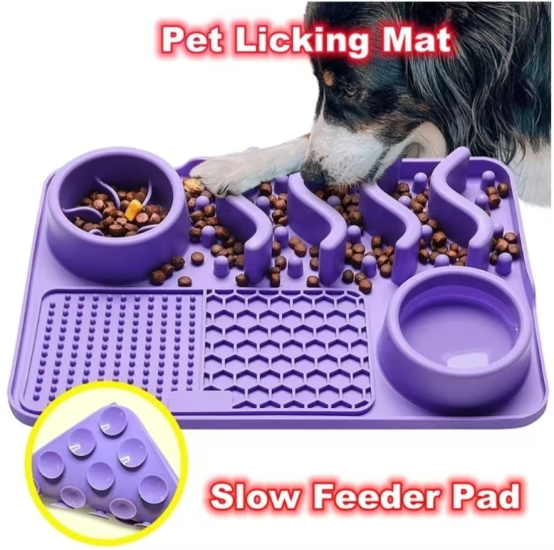 Slow Feeder Upgraded 3 in 1 Dog Bowls Dog Licking Mat With Suction Cups For Anxiety Relief Perfect For Pet Food Yogurt BPA Free