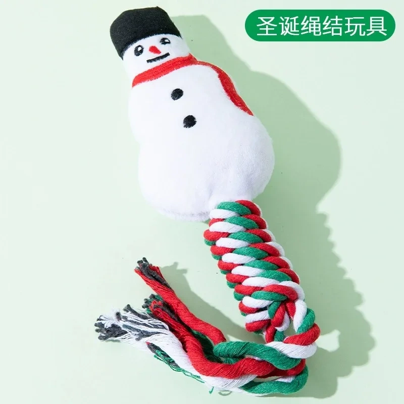 Dog Toy Snowflake Christmas Tree Knot Bite Resistant Teddy Bear Interactive Toy Ball Small Dog TPR Stress Reliever