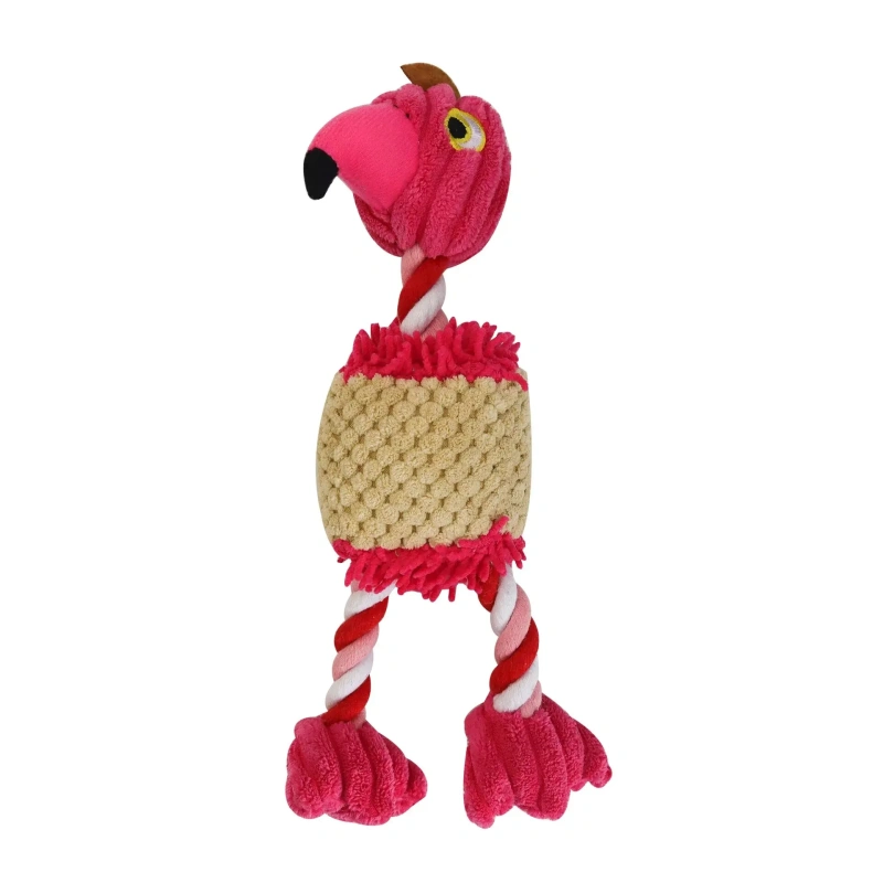 Parrot Shape Plush Dog Toys Lovely Bright Color Flamingo Bite Resistant Teeth Grinding and Sound Producing Pet Chew Squeaky Toy