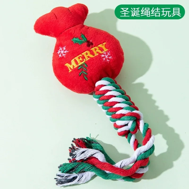 Dog Toy Snowflake Christmas Tree Knot Bite Resistant Teddy Bear Interactive Toy Ball Small Dog TPR Stress Reliever