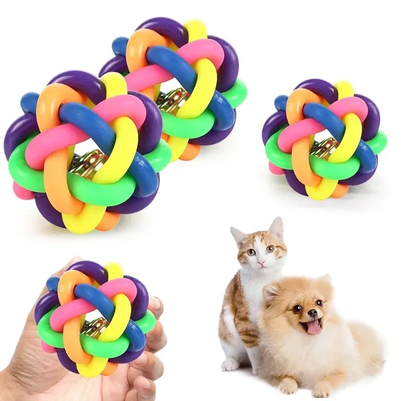 2 PCs PVC Material Colorful Bell Toy Ball Pet Cat Dog Interactive Toy