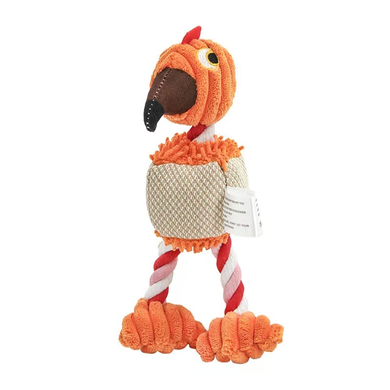 Parrot Shape Plush Dog Toys Lovely Bright Color Flamingo Bite Resistant Teeth Grinding and Sound Producing Pet Chew Squeaky Toy