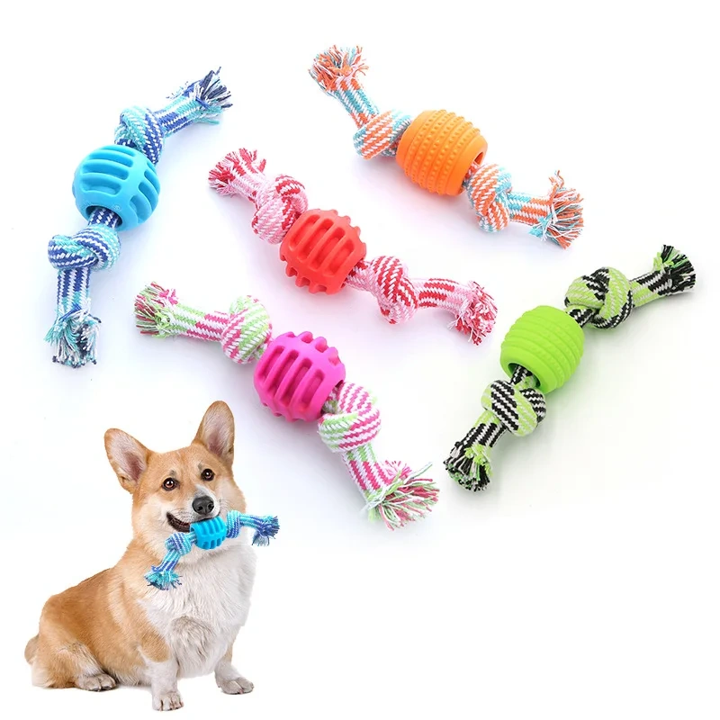 Pet dog toy cotton rope double knot ball bite-resistant tooth cleaning toy ball pet toy biteable Amazon hot style