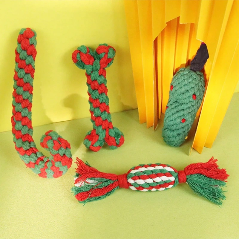 4pcs-Christmas toy design pet teeth grinding screaming plush toy, bite resistant and playful dog interactive toy supply