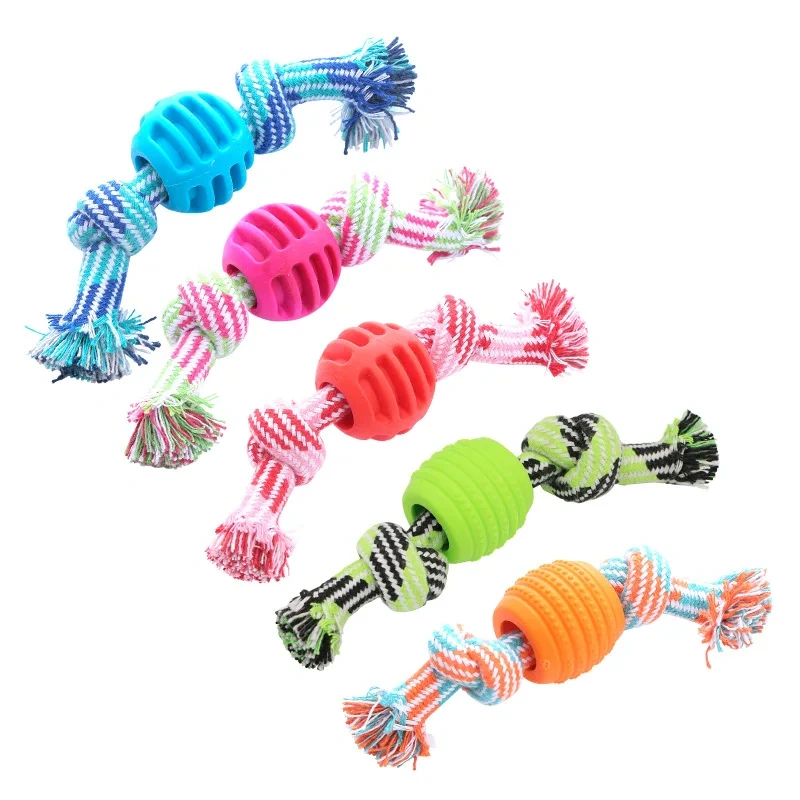 Pet dog toy cotton rope double knot ball bite-resistant tooth cleaning toy ball pet toy biteable Amazon hot style