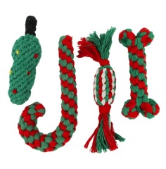 4pcs-Christmas toy design pet teeth grinding screaming plush toy, bite resistant and playful dog interactive toy supply
