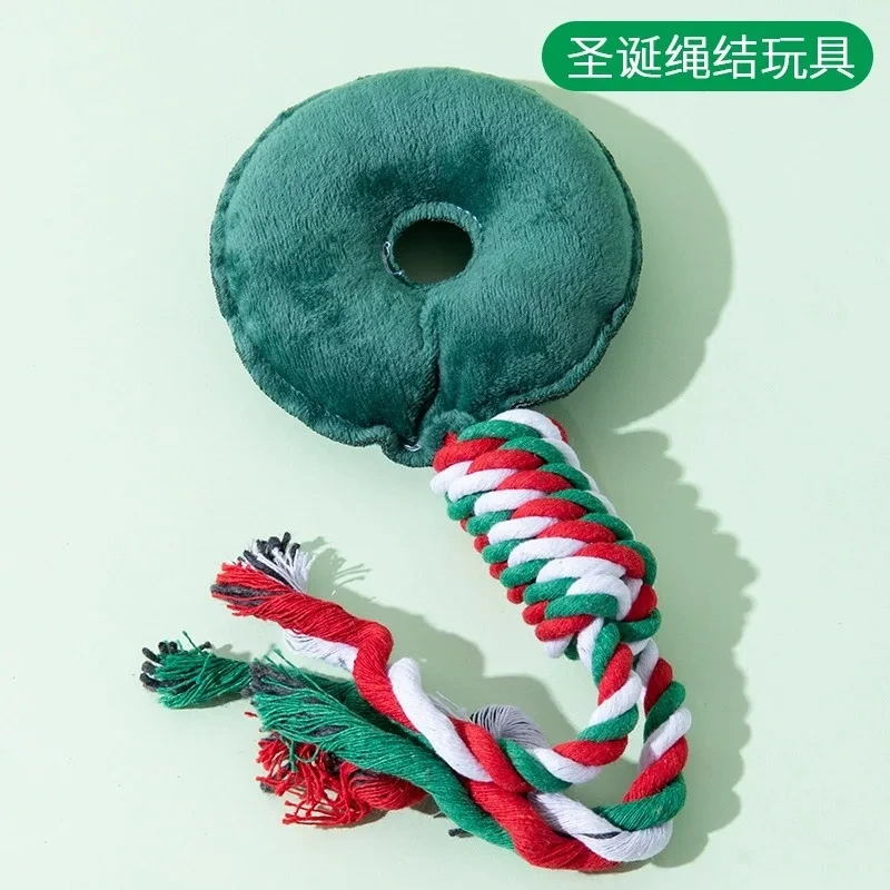 Dog Toy Snowflake Christmas Tree Knot Bite Resistant Teddy Bear Interactive Toy Ball Small Dog TPR Stress Reliever
