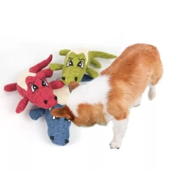 Pet Chew Toys Interactive Cartoon Animal Plush Crocodile Shape Dog Sound Toy Gnawing Grinding Teeth Training Supplies