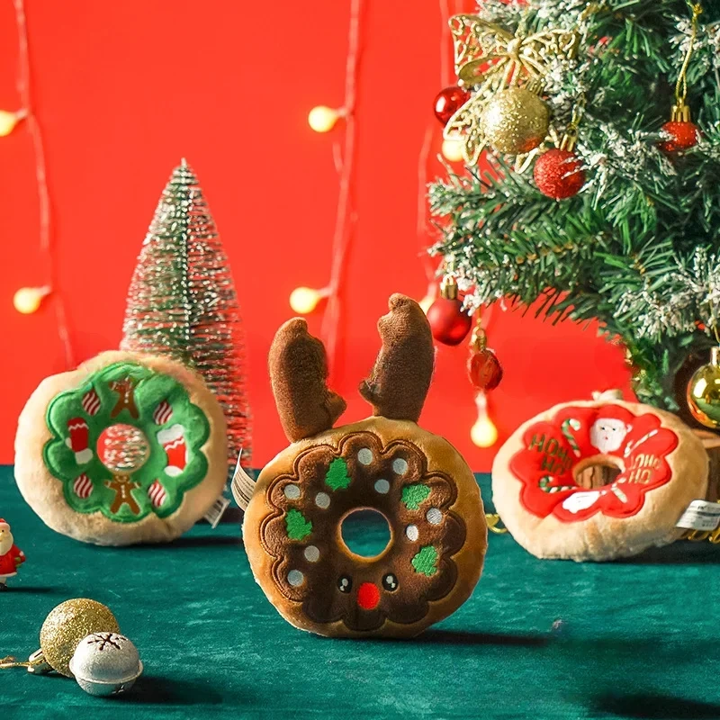 Funny Pet Dog Toy with Kittens Plush Dogs Singing Accompanying Plush Christmas Circle Toys Puppy Toys Dog Accessories Teddy