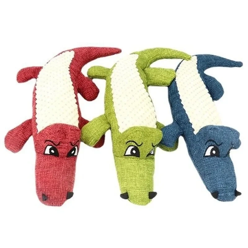 Pet Chew Toys Interactive Cartoon Animal Plush Crocodile Shape Dog Sound Toy Gnawing Grinding Teeth Training Supplies