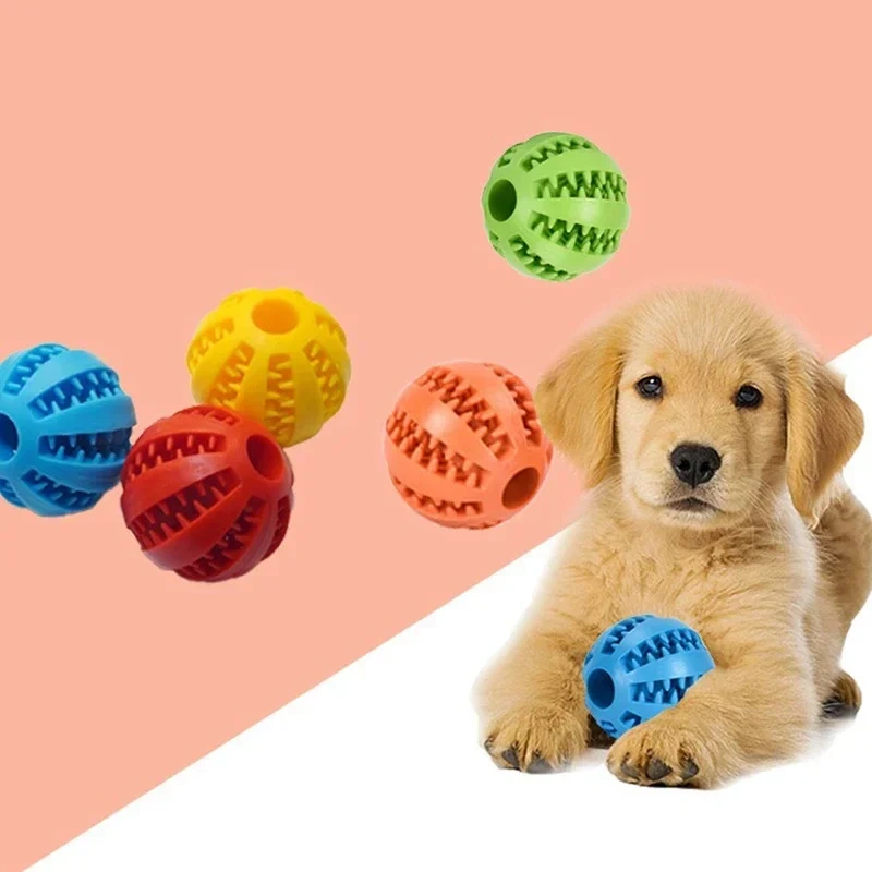 Dog Toy Ball Nontoxic Bite Resistant Toy Chew Ball for Pet Dogs Puppy Cat and Dog Pet Food Treat Feeder Chew Tooth Cleaning Ball