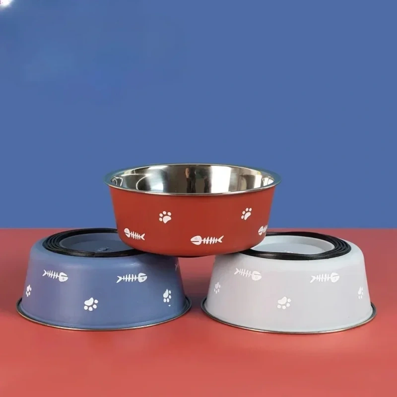 Anti-slip Pet Bowl Nordic Style New Double-layer Thickened Floor-suction Dog Bowls  Stainless Steel Dog Cat Feeder mascotas 강아지