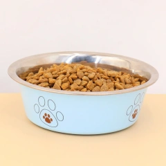 A pet stainless steel cat and dog bowl is non slip and easy to clean indoors