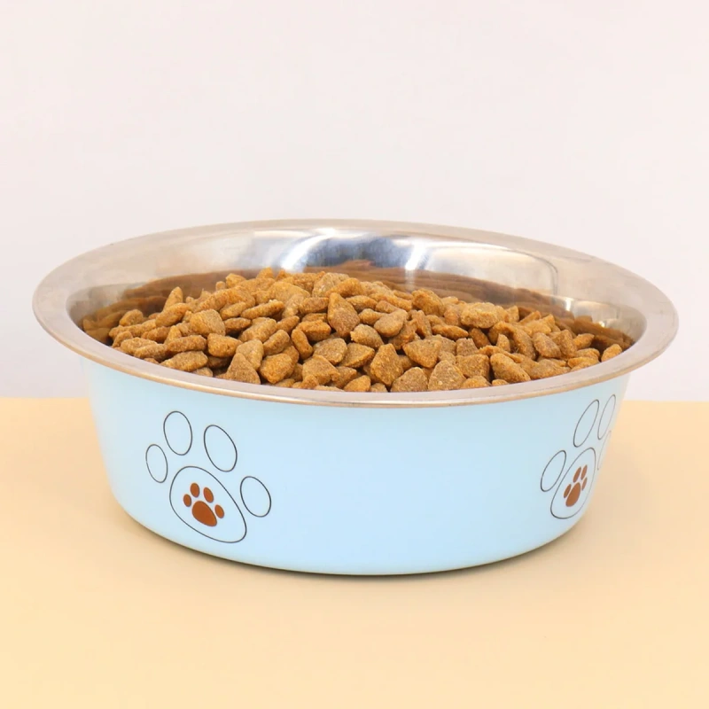 A pet stainless steel cat and dog bowl is non slip and easy to clean indoors