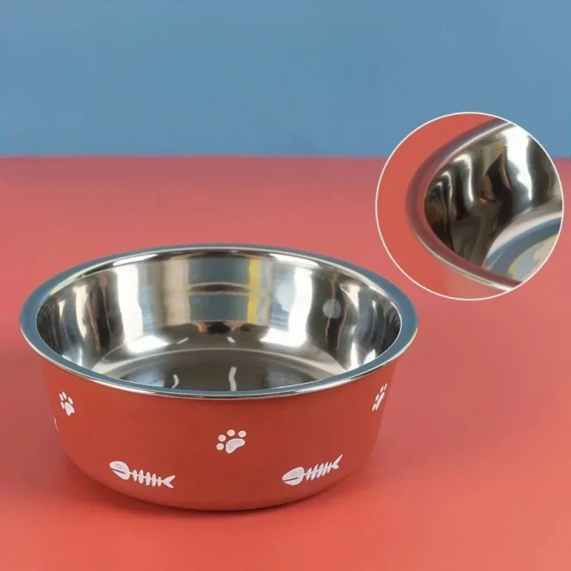 Anti-slip Pet Bowl Nordic Style New Double-layer Thickened Floor-suction Dog Bowls  Stainless Steel Dog Cat Feeder mascotas 강아지