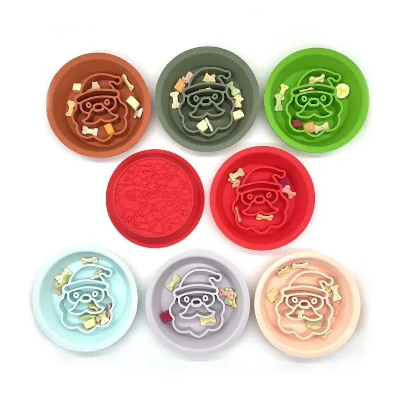Silicone Christmas Design Pet Slow Feeding Bowl, Dog Licking Bowl With Suction Cup, Non-slip Bite Resistant Dog Placemat