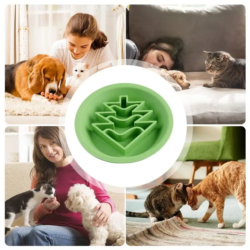 Slow Eating Dog Bowl Christmas Silicone Cat Food Dish Pet Feeding Supplies Dry And Wet Food Dog Dishes Cartoon Dog Food Bowl For
