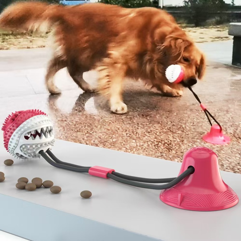 Large Dog Ball Toys Suction Cup Ropes Interactive Leaking Slow Feeder Chew Toy Toothing Clean Golden Retriever Big Pet Supplies