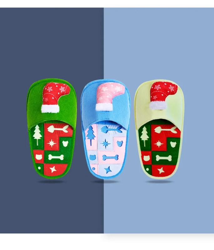Christmas Pet Dog Shoese Mat Puzzle Plush Dog Toys for Small Medium Dog Slow Food Toys Feeding Bowl Food Dispenser Treats Pad