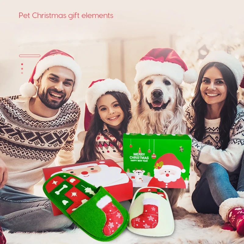 Christmas Pet Dog Shoese Mat Puzzle Plush Dog Toys for Small Medium Dog Slow Food Toys Feeding Bowl Food Dispenser Treats Pad