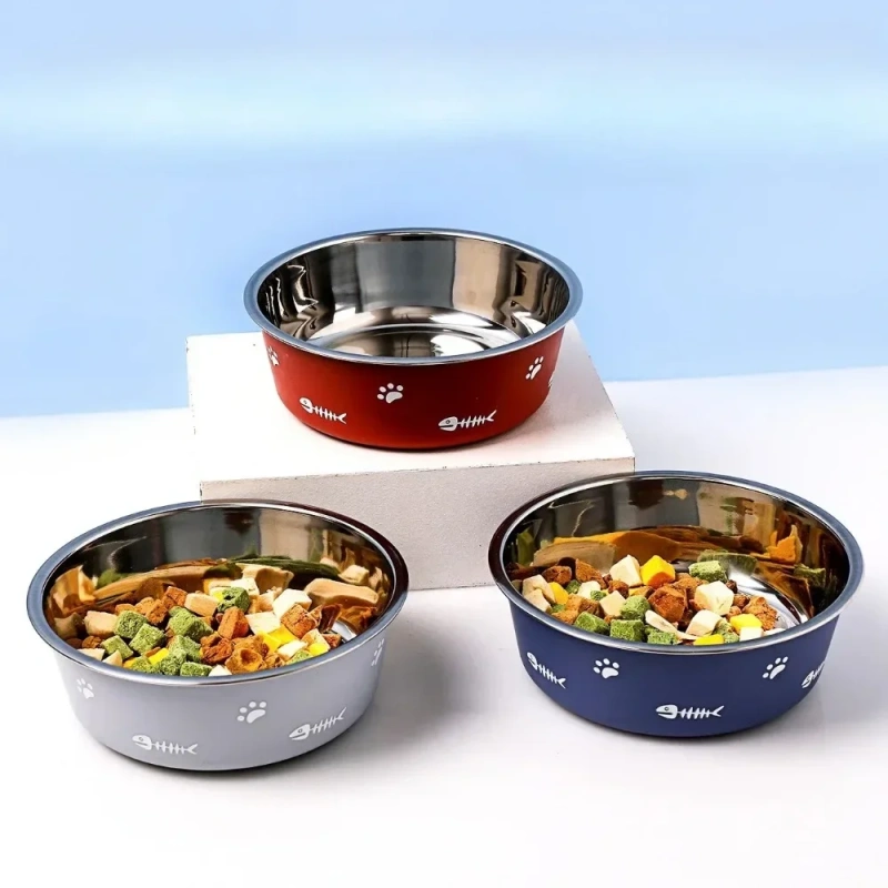 Anti-slip Pet Bowl Nordic Style New Double-layer Thickened Floor-suction Dog Bowls  Stainless Steel Dog Cat Feeder mascotas 강아지
