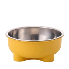1PC Four-Legged Solid Color Stainless Steel Pet Dog Bowl And Cat Bowl For Indoor And Outdoor Use
