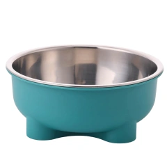 1PC Four-Legged Solid Color Stainless Steel Pet Dog Bowl And Cat Bowl For Indoor And Outdoor Use