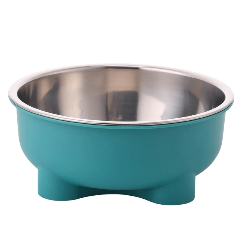 1PC Four-Legged Solid Color Stainless Steel Pet Dog Bowl And Cat Bowl For Indoor And Outdoor Use