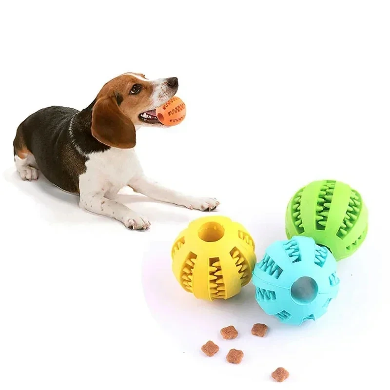 Dog Toy Ball Nontoxic Bite Resistant Toy Chew Ball for Pet Dogs Puppy Cat and Dog Pet Food Treat Feeder Chew Tooth Cleaning Ball