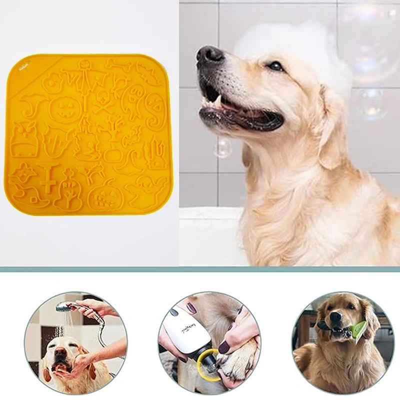 ZMaker 2024 New Halloween Dog Lick Mat with Suction Cups Silicone Licking Pad Slow Feeder Dog Licking Mat