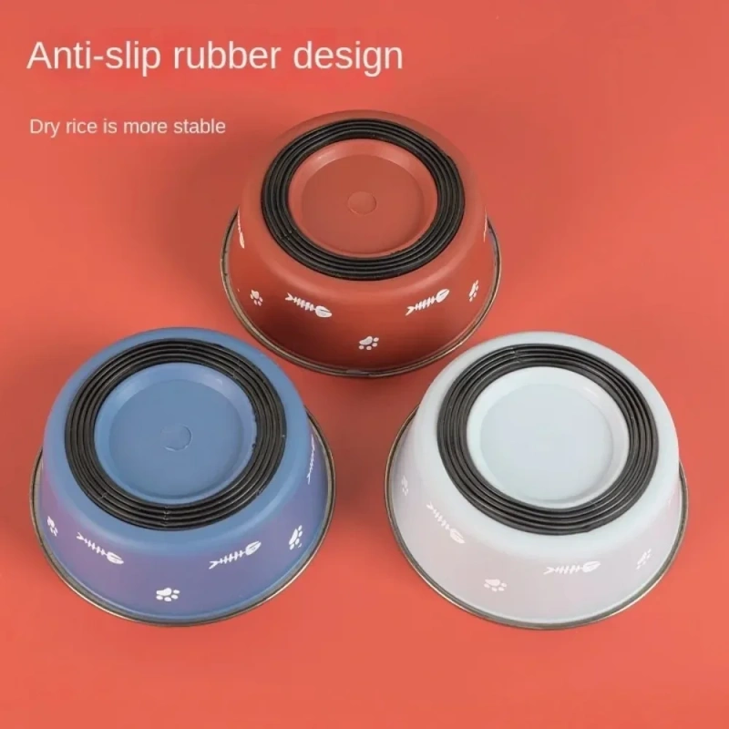 Anti-slip Pet Bowl Nordic Style New Double-layer Thickened Floor-suction Dog Bowls  Stainless Steel Dog Cat Feeder mascotas 강아지