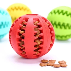 Dog Toy Ball Nontoxic Bite Resistant Toy Chew Ball for Pet Dogs Puppy Cat and Dog Pet Food Treat Feeder Chew Tooth Cleaning Ball