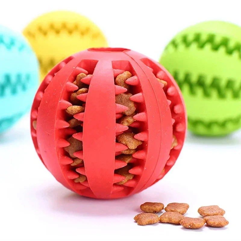 Dog Toy Ball Nontoxic Bite Resistant Toy Chew Ball for Pet Dogs Puppy Cat and Dog Pet Food Treat Feeder Chew Tooth Cleaning Ball