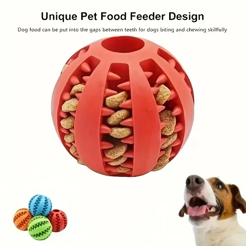 Dog Toy Ball Nontoxic Bite Resistant Toy Chew Ball for Pet Dogs Puppy Cat and Dog Pet Food Treat Feeder Chew Tooth Cleaning Ball