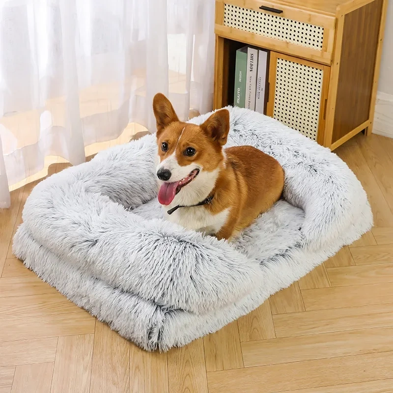 Large Dog Bed Plush Ring Cat Puppy Winter House Sleeping Mats On The Floor Sofa Cat Bed Dog Kennel Mattress Pad Pet Supplies