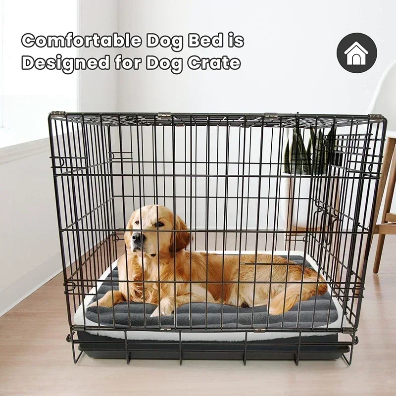Short Plush Dog Bed with Non-slip Bottom Orthopedic Foam Dog Bed Removable Cover for Large Medium Small Dogs Machine Washable