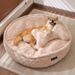 Plush Winter Warm Pet Bed Thickened Pillow Pad Dog Sleeping Bed For Small Dogs Round Dog Kennel Removable Cushions Sofa Beds