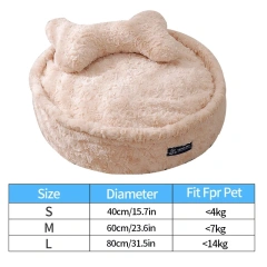 Plush Winter Warm Pet Bed Thickened Pillow Pad Dog Sleeping Bed For Small Dogs Round Dog Kennel Removable Cushions Sofa Beds