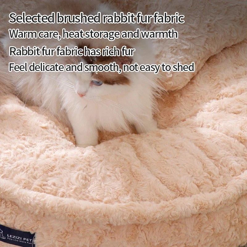 Plush Winter Warm Pet Bed Thickened Pillow Pad Dog Sleeping Bed For Small Dogs Round Dog Kennel Removable Cushions Sofa Beds