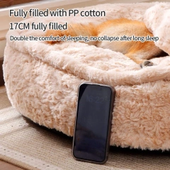 Plush Winter Warm Pet Bed Thickened Pillow Pad Dog Sleeping Bed For Small Dogs Round Dog Kennel Removable Cushions Sofa Beds