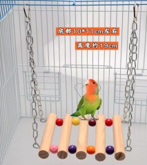 Bird Parrot Ladder Perch Hanging Cage Perch Chewing Parakeet Climbing Toy Wood Ladder for Medium Small Bird