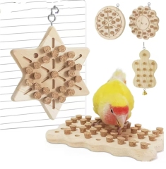 Parrot Chewing Toys Natural Wooden Parrots Block Cork Puzzle Toy Hanging Small Birds Playing Tearing Toy Bird Accessories