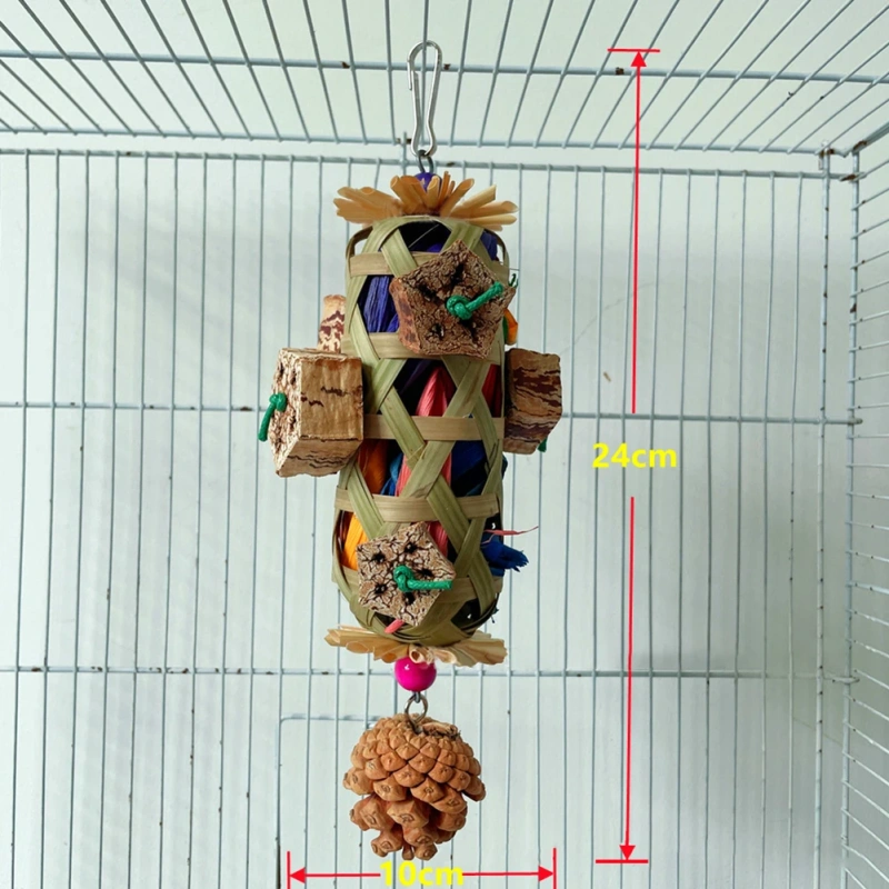 Parrot Chew Toys Hanging Bite Wooden Colorful Shredding Crinkles Natural Foraging Sola For Pet Products Bird Supplies